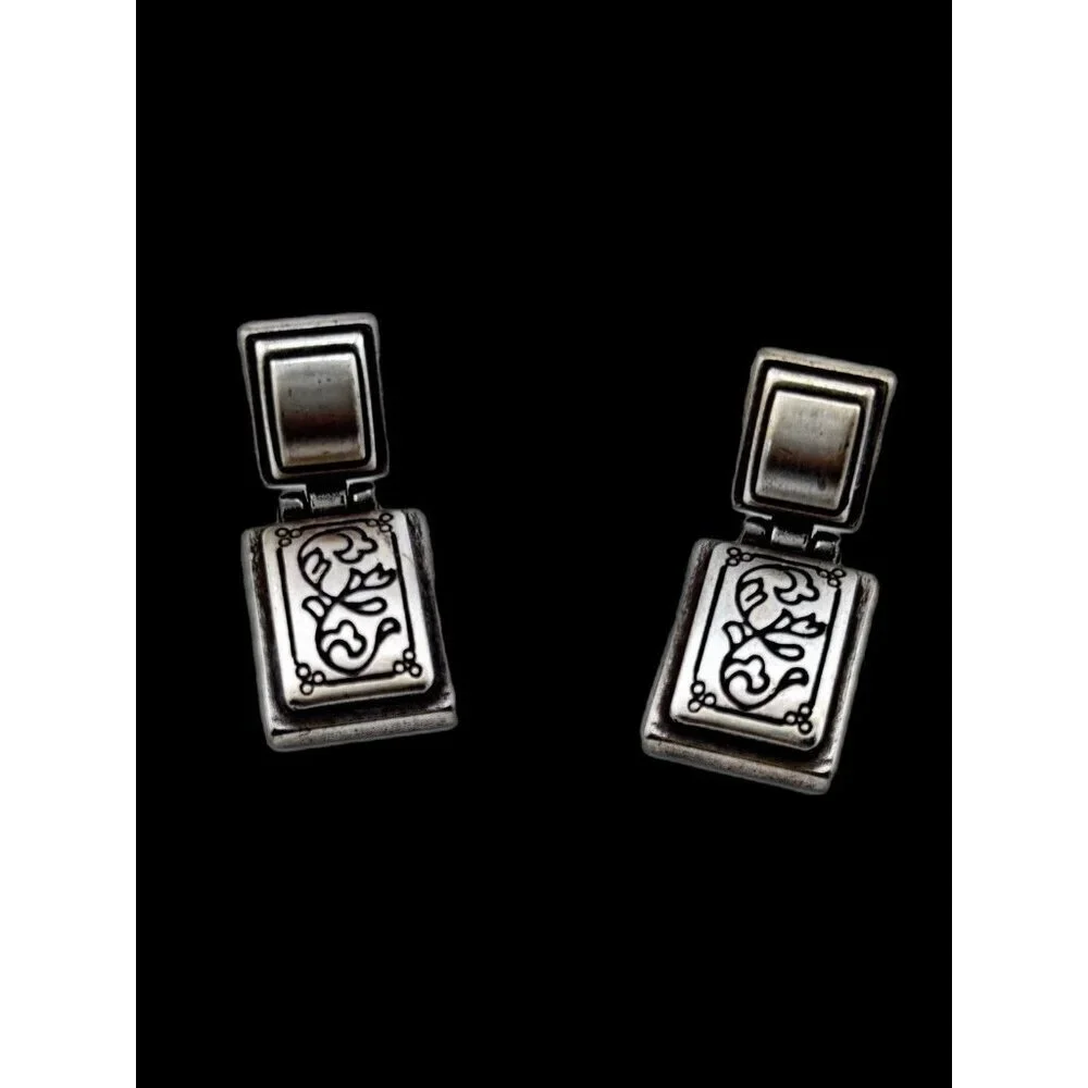 Brighton vintage silver scrolled drop earrings